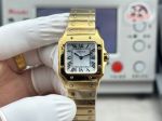 Cartier Santos Mini Size 27*34.5*7.4mm Imported Quartz Movement Yellow Gold Band White Watch